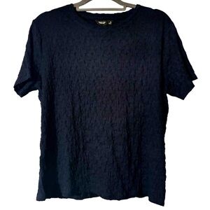 Simply Vera NWOT Navy Textured XL Fitted Stretchy Short Sleeve Top